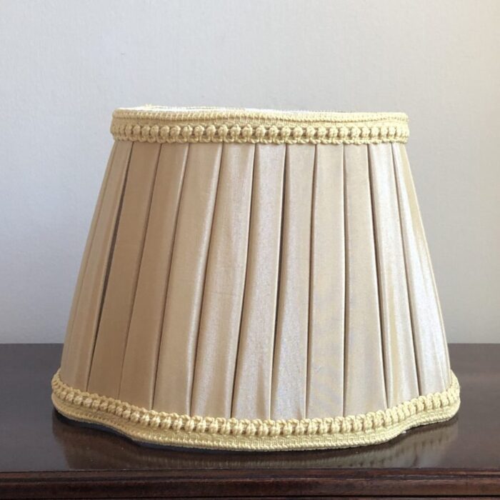 late 20th century english box pleat silk lamp shade in beige 6852