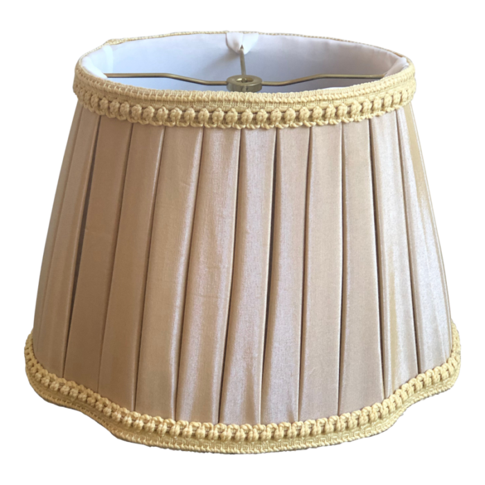 late 20th century english box pleat silk lamp shade in beige 8217