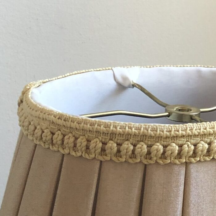 late 20th century english box pleat silk lamp shade in beige 8386