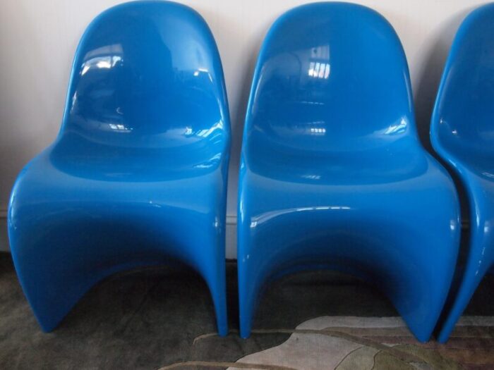 late 20th century set of 4 vitra panton classic s dining chair in blue 1901