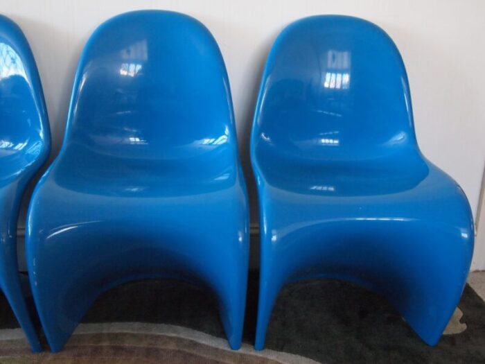 late 20th century set of 4 vitra panton classic s dining chair in blue 6982