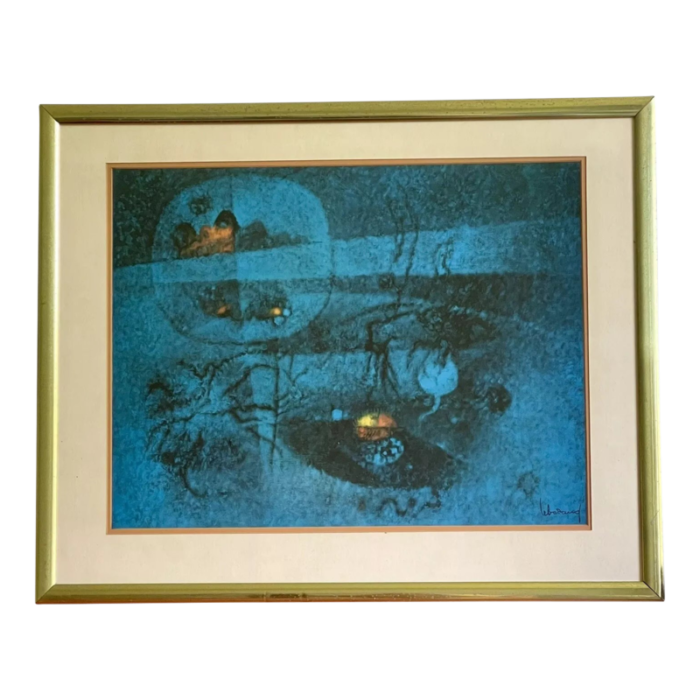 le ba dang 1960 dac plate signed print abstract art litho vietnam lebadang hoi framed 6454