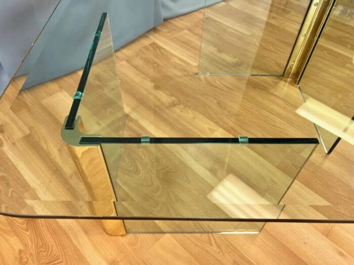 leon rosen for the pace collection brass and glass coffee table 1970s 3643