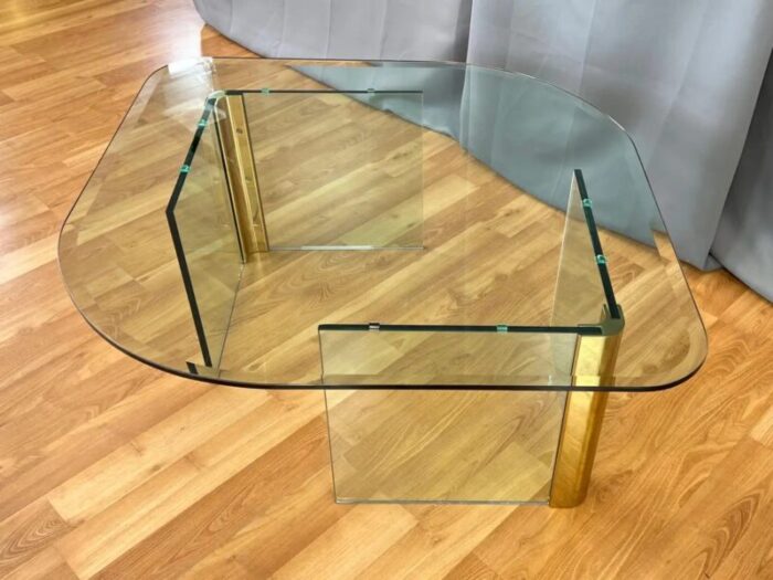 leon rosen for the pace collection brass and glass coffee table 1970s 4128