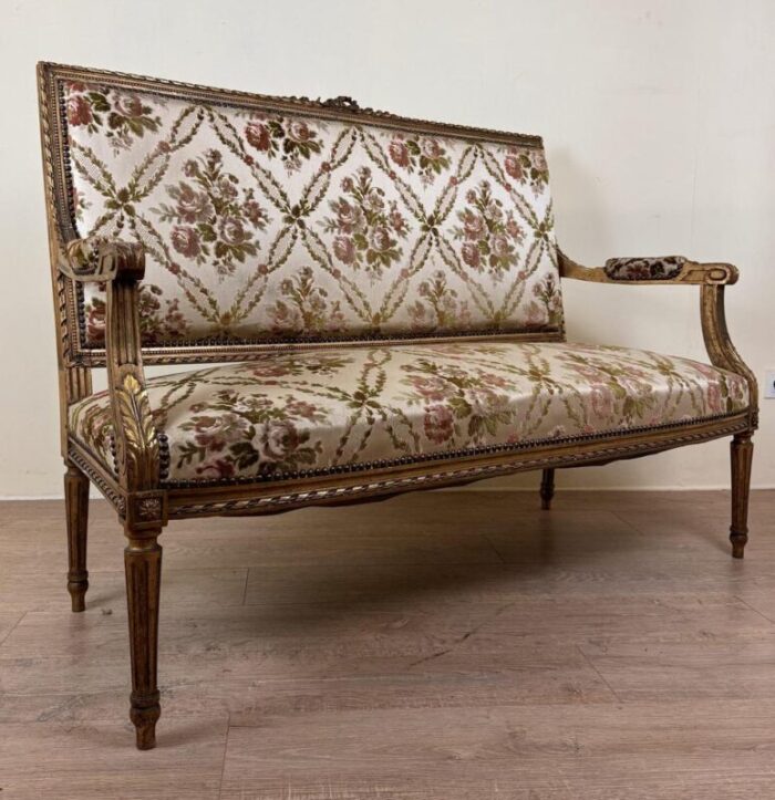 louis xvi style bench in golden wood 4708