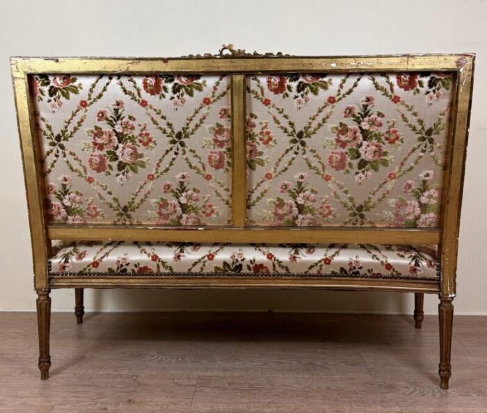 louis xvi style bench in golden wood 7189