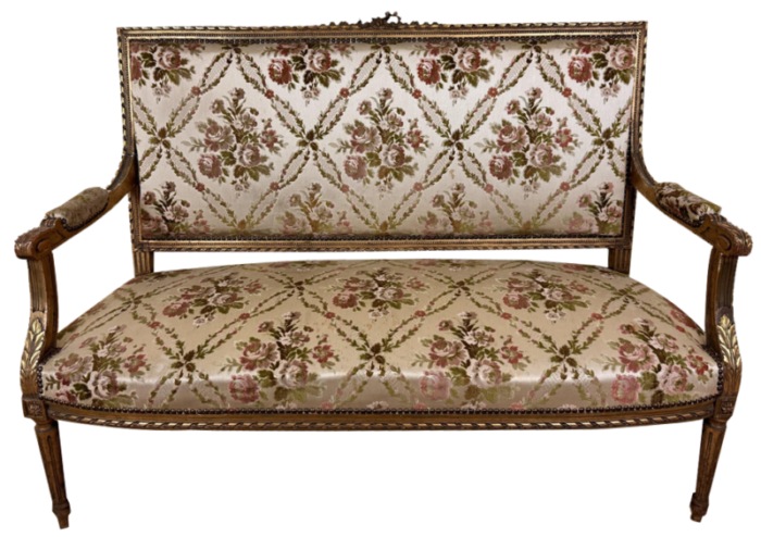 louis xvi style bench in golden wood 9551