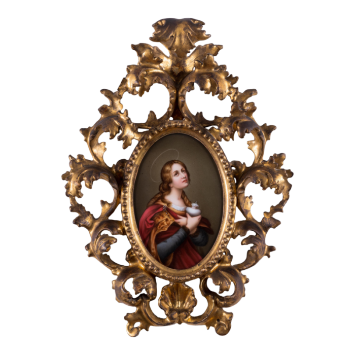 mary magdalene porcelain plaque by angiolo valdinoci after carlo dolci 1902 6447