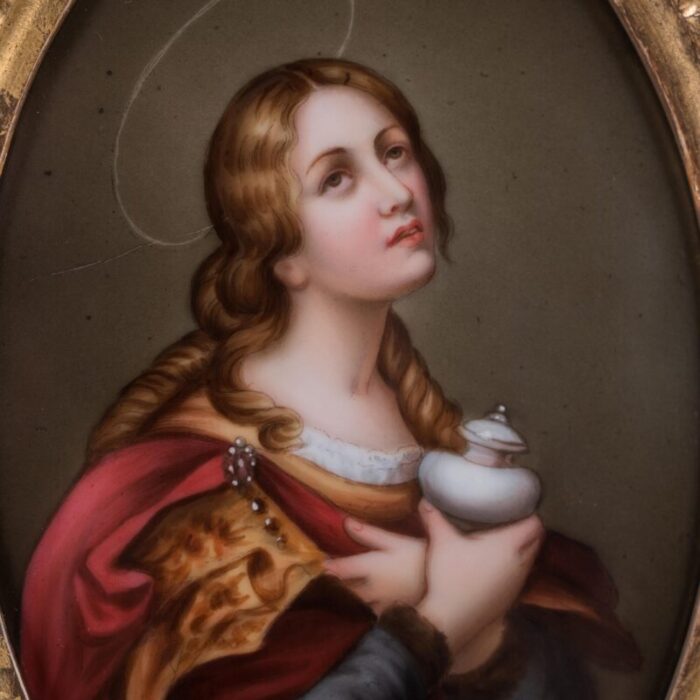 mary magdalene porcelain plaque by angiolo valdinoci after carlo dolci 1902 6863