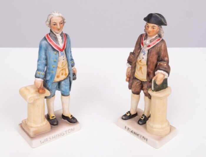 masonic statesmen figurines george washington and ben franklin from goebel 1975 set of 2 4106