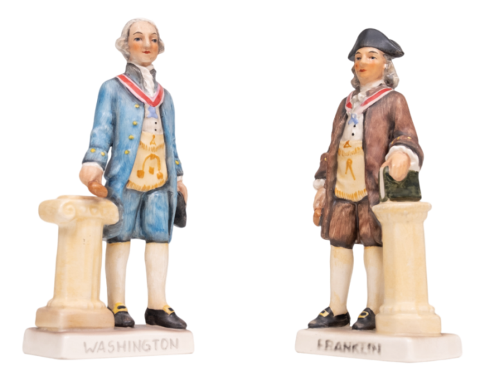 masonic statesmen figurines george washington and ben franklin from goebel 1975 set of 2 5991