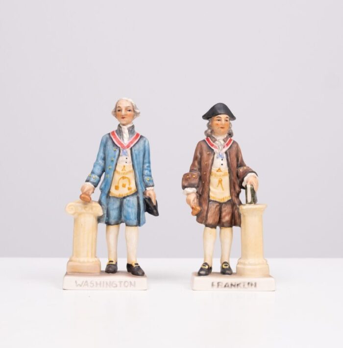 masonic statesmen figurines george washington and ben franklin from goebel 1975 set of 2 9201