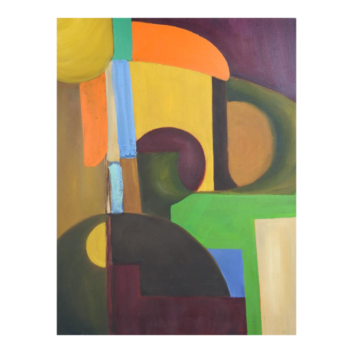 mid 20th century abstract colorful shapes painting 2969