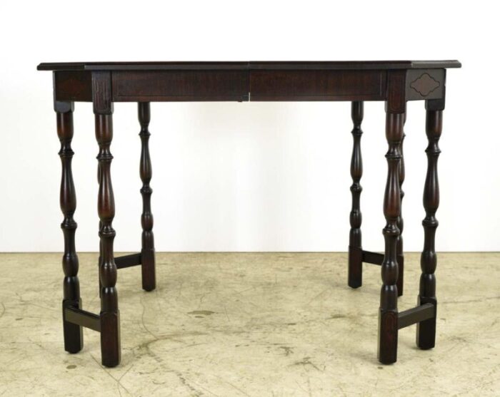 mid 20th century dark stained mahogany spindle legs dining table 0249