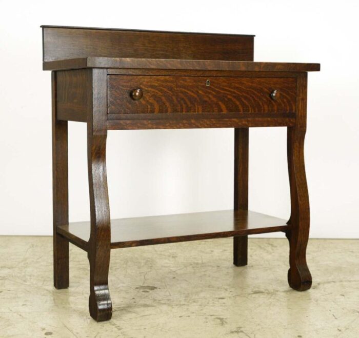 mid 20th century early empire tiger oak sideboard server 0781