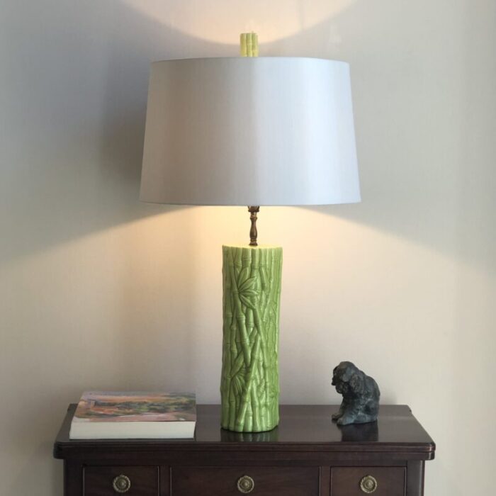 mid 20th century hollywood regency faux bamboo ceramic table lamp 4820