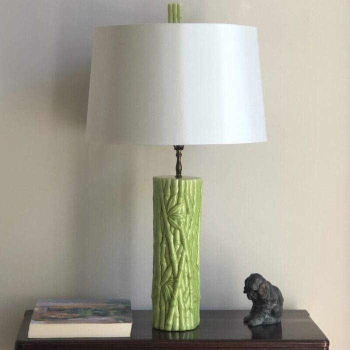 mid 20th century hollywood regency faux bamboo ceramic table lamp 5945