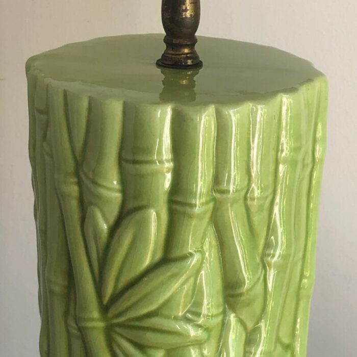 mid 20th century hollywood regency faux bamboo ceramic table lamp 7189