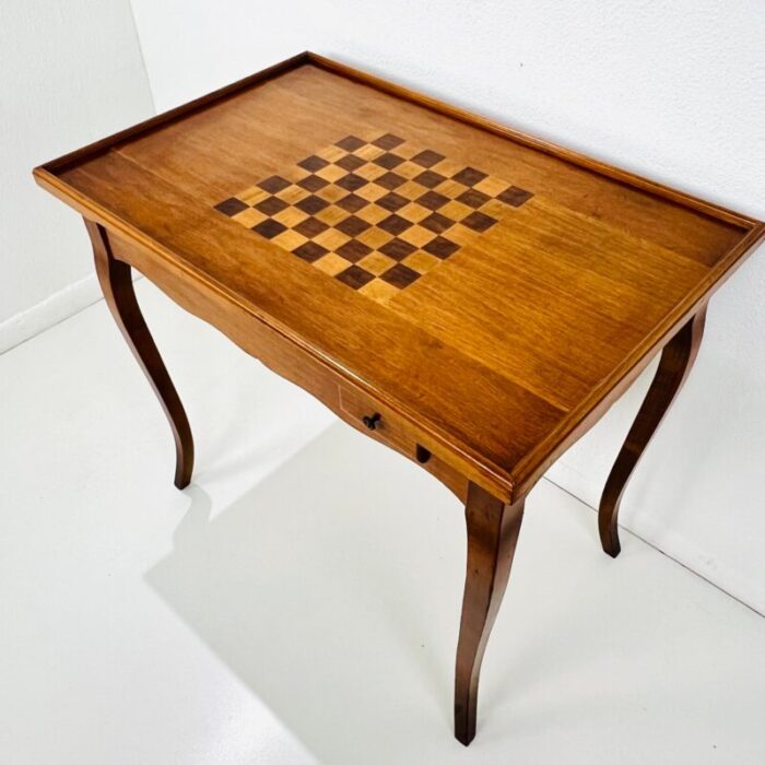 mid 20th century italian mahogany inlaid flip top game table 7906