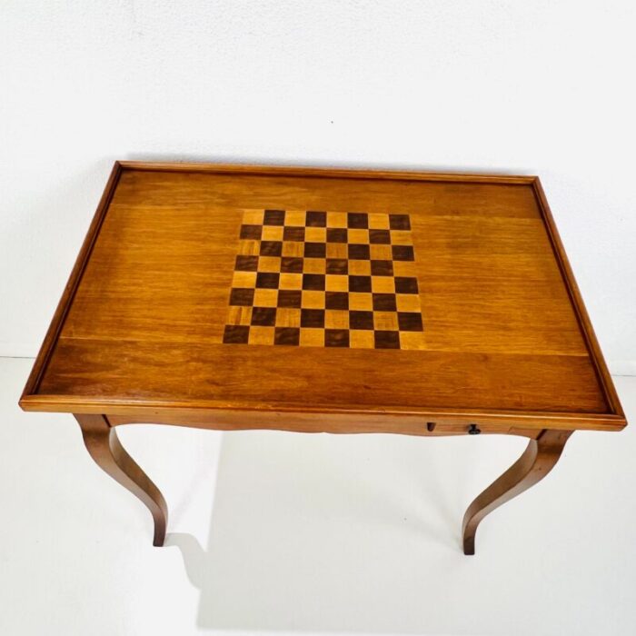 mid 20th century italian mahogany inlaid flip top game table 9128