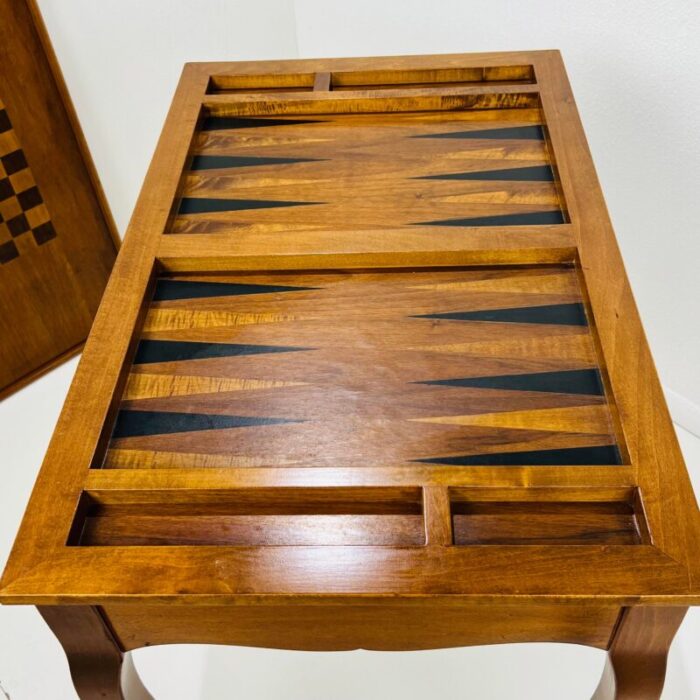 mid 20th century italian mahogany inlaid flip top game table 9234