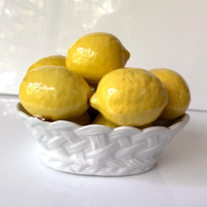 mid 20th century italian majolica lemon basket 3398