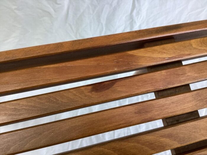 mid 20th century mid century modern slatted coffee table bench 0242