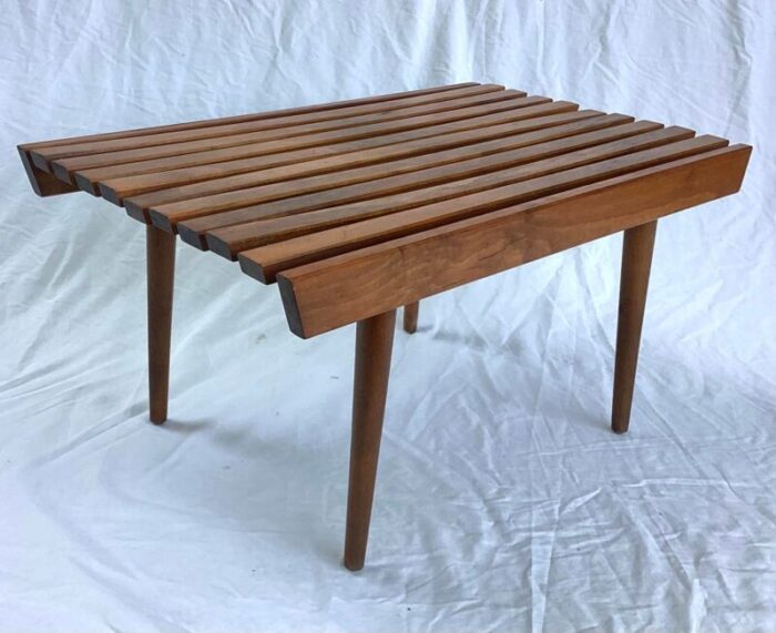 mid 20th century mid century modern slatted coffee table bench 7456