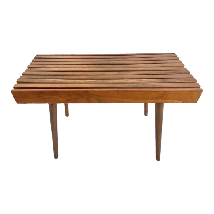 mid 20th century mid century modern slatted coffee table bench 8133