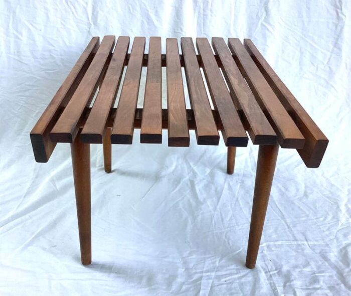 mid 20th century mid century modern slatted coffee table bench 8153