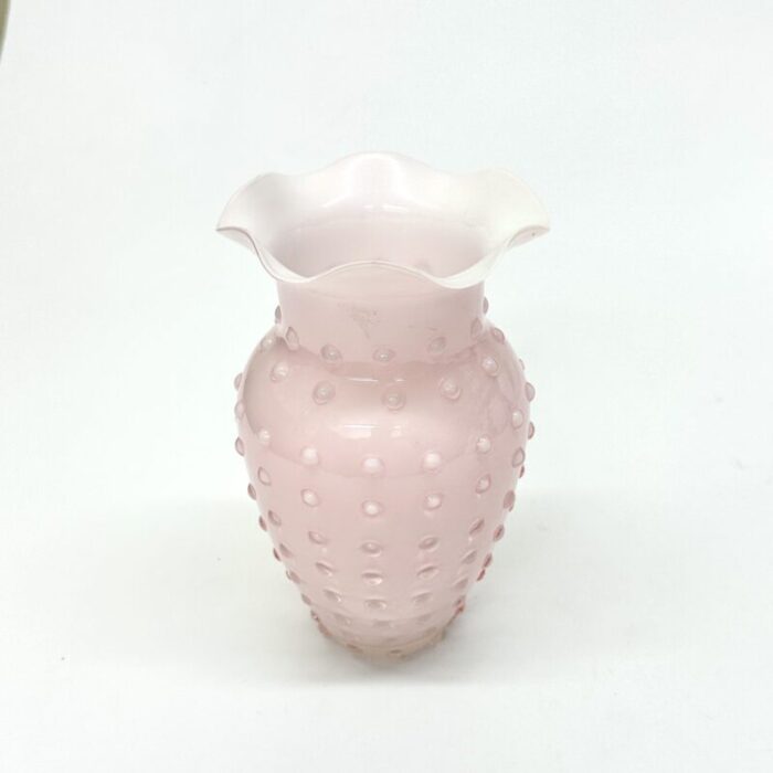 mid 20th century mixed pink and white glass vessel curation ft fenton group of 5 0142