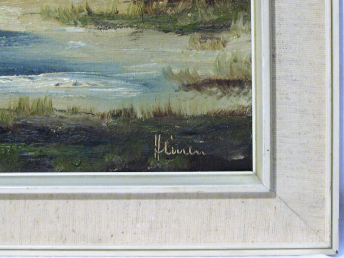 mid 20th century nautical seascape painting framed 5554