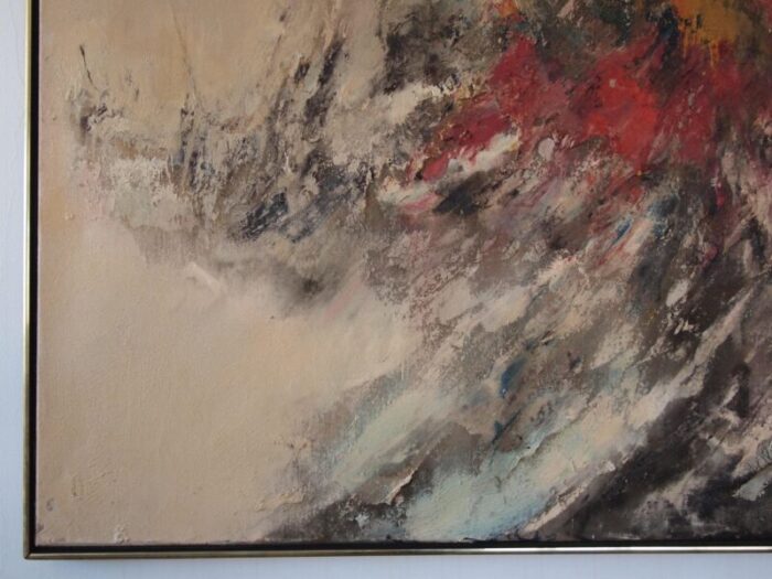 mid 20th century original vintage abstract expressionist impasto textured painting oil on canvas framed 1809