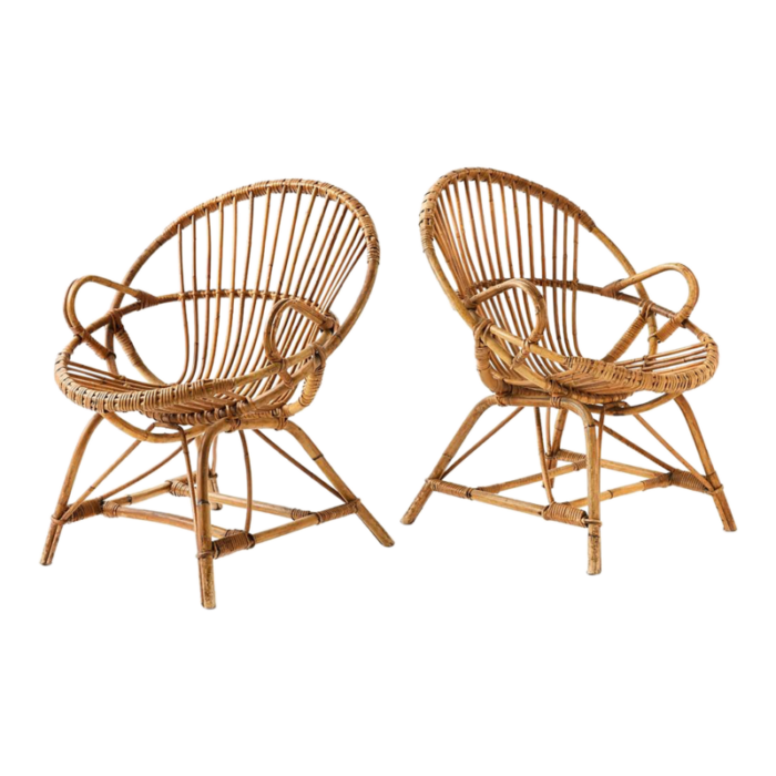 mid 20th century pair of vintage rattan chairs 2009