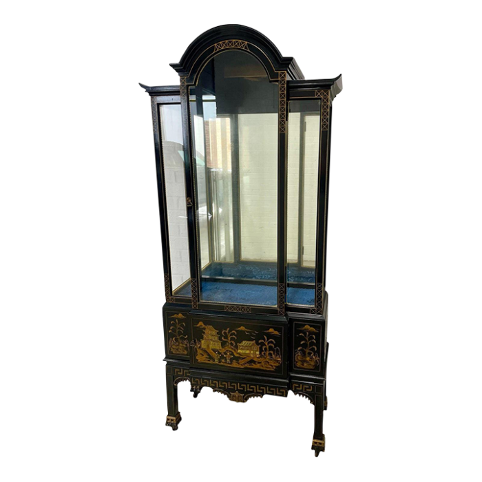 mid 20th century petite chinoiserie illuminated display cabinet 0048