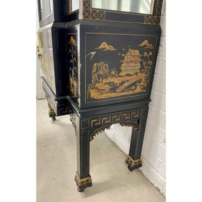 mid 20th century petite chinoiserie illuminated display cabinet 0745