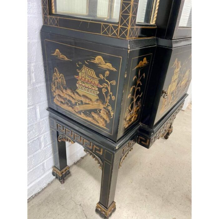 mid 20th century petite chinoiserie illuminated display cabinet 1489