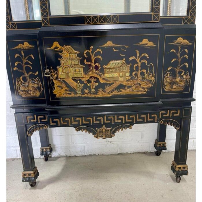 mid 20th century petite chinoiserie illuminated display cabinet 2920