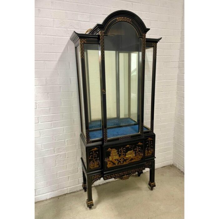 mid 20th century petite chinoiserie illuminated display cabinet 4074