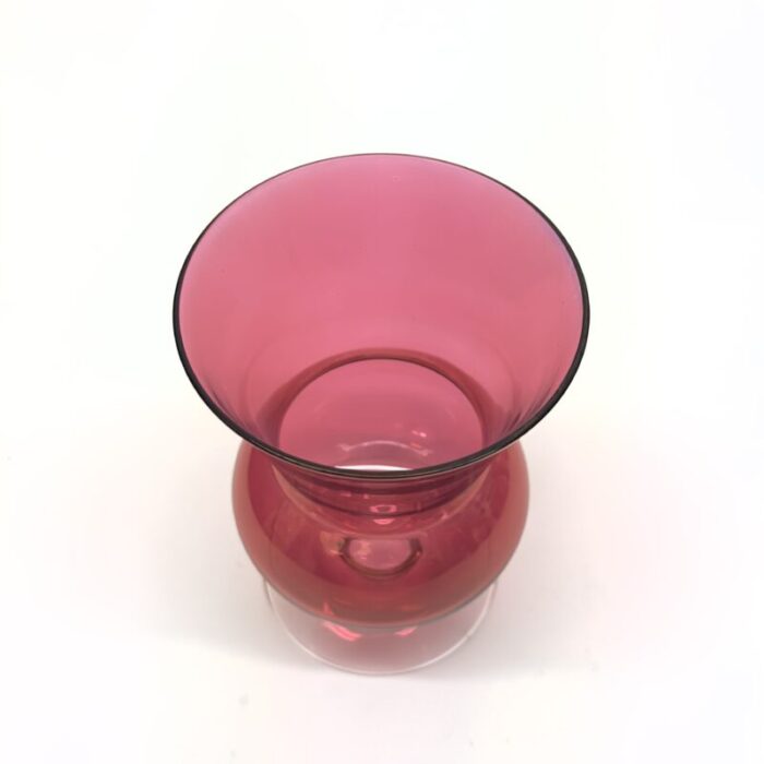 mid 20th century saturated pink glass vase curation group of 5 6572