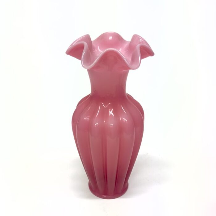 mid 20th century saturated pink glass vase curation group of 5 8170