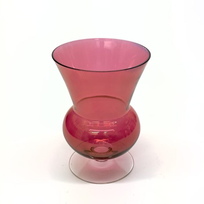 mid 20th century saturated pink glass vase curation group of 5 8483