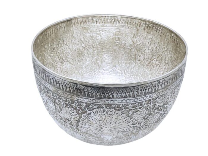 mid 20th century thai ritual songkran or set khaan sterling silver bowl with pedestal 0471