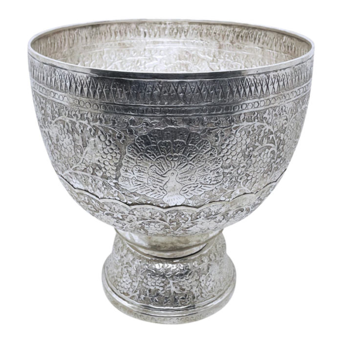 mid 20th century thai ritual songkran or set khaan sterling silver bowl with pedestal 2527