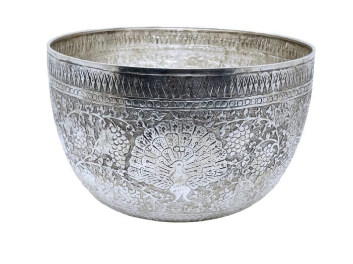 mid 20th century thai ritual songkran or set khaan sterling silver bowl with pedestal 3641