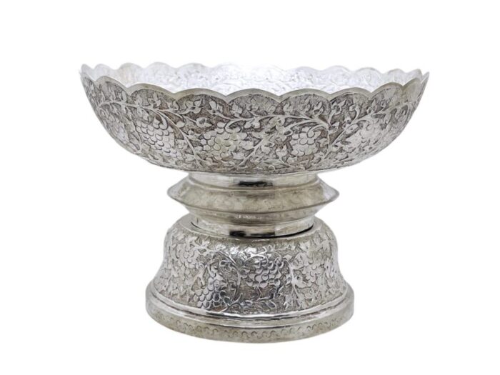 mid 20th century thai ritual songkran or set khaan sterling silver bowl with pedestal 4392