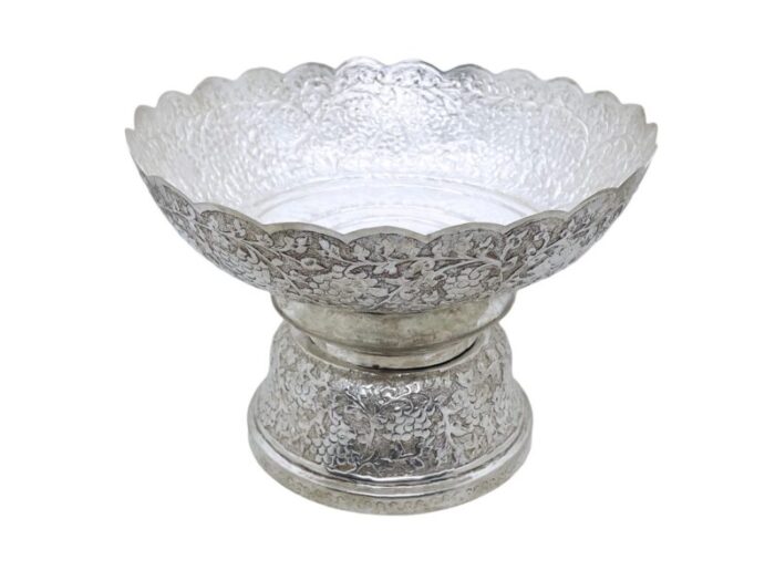 mid 20th century thai ritual songkran or set khaan sterling silver bowl with pedestal 8880