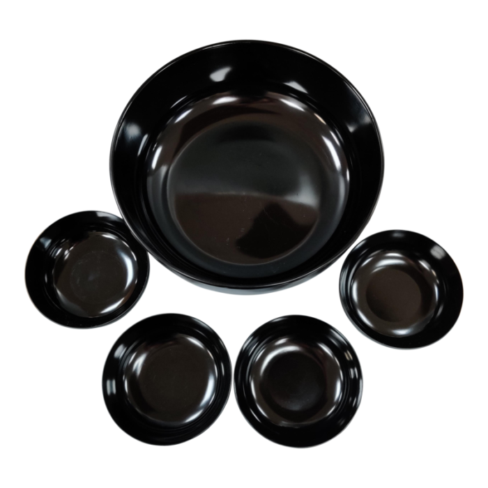 mid 20th century vintage towle sterling 325 black melamine serving bowl and 4 small bowls 5928