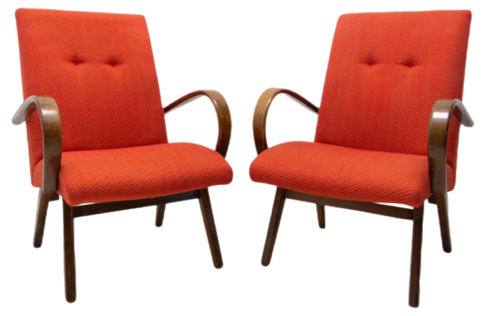 mid century armchairs attributed to jaroslav smidek 1970s set of 2 0167