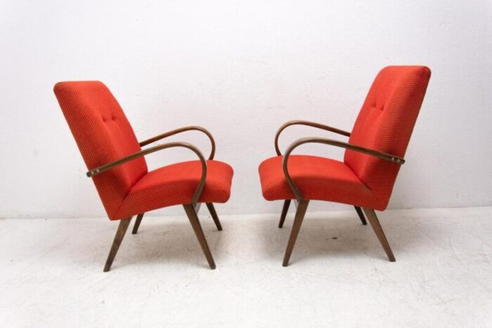 mid century armchairs attributed to jaroslav smidek 1970s set of 2 5433